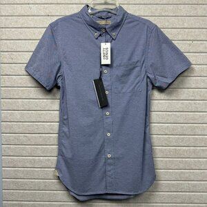 Men’s XS Blue Short Sleeve Button Down Casual Shirt NWT Nifty Genius